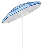 Spetebo Alu Sonnenschirm mit 50+ UV Schutz - knickbarer Schirm mit 200 cm Durchmesser - Strandschirm mit stabilem Erdspieß Ø 3 cm
