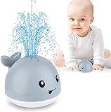 Sinoeem Baby Wasserspielzeug Badewanne, Whale Spray Induction Schwimmende Baden Spielzeug mit Licht, Pool Wassersprühspielzeug für ab 1 Jahr Baby Kinder Kleinkinder Party Geschenk (Grau)