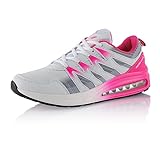 Fusskleidung® Damen Herren Sportschuhe Dämpfung Sneaker leichte Laufschuhe Weiß Pink EU 42