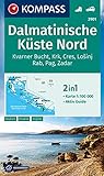 KOMPASS Wanderkarte 2901 Dalmatinische Küste Nord 1:100.000: 2in1 Wanderkarte0 mit Aktiv Guide.