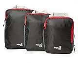 HOPEVILLE Packtaschen Set mit Kompression, 3-teilige Premium Koffertaschen für perfekt organisiertes Reisegepäck, ultraleichte Reise Organizer und Kleidertaschen für Rucksack, Koffer und Handgepäck