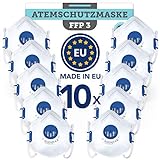 FFP3 Maske mit Ventil - Atemschutzmaske FFP3 R WIEDERVERWENDBAR (10 STK.) - Made in EU CE (EN149:2001+A1:2009) - Premium Maske für höchsten Atemschutz gegen feste (zB Asbest) und flüssige Partikel