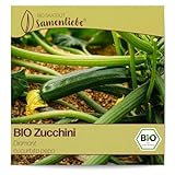 Samenliebe BIO Zucchini Samen Diamant grün 10 Samen samenfestes Gemüse Saatgut für Gewächshaus Freiland und Balkon BIO Gemüsesamen