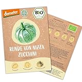 BIO Zucchini Samen, 8 Zucchinisamen, hohe Keimrate, Demeter zertifiziert & samenfest | Gemüse Saatgut von LOVEPLANTS, runde Zucchini Samen für Balkon, Garten, Hochbeet – alte Gemüsesorten