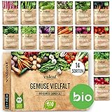 BIO Gemüse Samen Set - 14 Sorten Gemüsesamen aus biologischem Anbau, samenfestes Gemüse Saatgut, Bio Gemüsesamen Set für Küche, Balkon und Garten, 14er Pflanzensamen Set